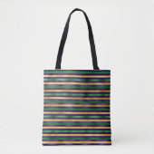 PAARSE ZWART GREEN GOLD MARDI GRAS STRIPES TOTE BAG (Voorkant)