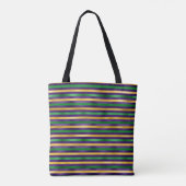 PAARSE ZWART GREEN GOLD MARDI GRAS STRIPES TOTE BAG (Achterkant)