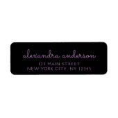 Paarse zwart meisjesschrift monogram naam modern etiket (Voorkant)