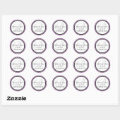 Paarse zwart monogram b bruiloft dank u ronde sticker (Vel)