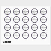 Paarse zwart monogram v bruiloft dank u ronde sticker (Vel)