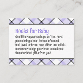 Paarse & Zwart Plaid Baby shower Boekaanvraag Informatiekaartje