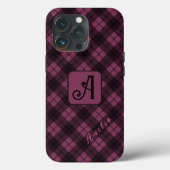 Paarse Zwart Plaid Pas Naam aan Case-Mate iPhone Case (Achterkant)