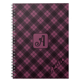Paarse Zwart Plaid Pas Naam aan Notitieboek