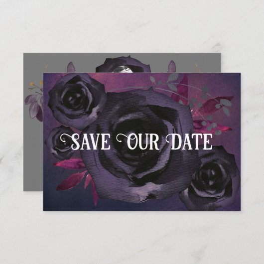Paarse zwart Roos foto opslaan onze datum Kaart (Voorkant / Achterkant)