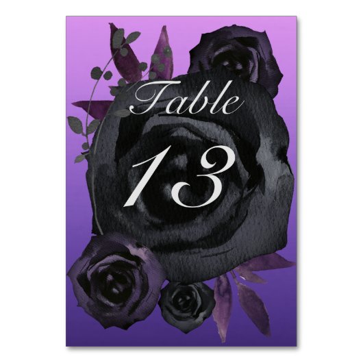 Paarse Zwart Roos Gothic Bruiloft Kaart (Achterkant)