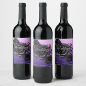 Paarse Zwart Roos Moderne Gothic Waterverf Wijn Etiket (Flessen)