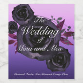 Paarse Zwart Roos Moderne Gothic Waterverf Wijn Etiket (Enkel label)