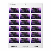 Paarse Zwart Roos Moderne Waterverf Etiket (Full Sheet)