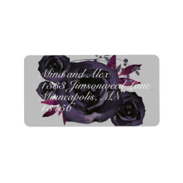 Paarse Zwart Roos Moderne Waterverf Etiket