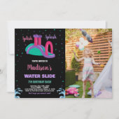 Paarse Zwart Roze Foto Water Slide Verjaardag Kaart (Voorkant)