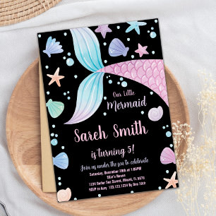 Paarse Zwart Roze Zeemeermin Staart Verjaardagsuit Kaart