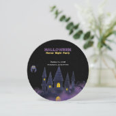 Paarse Zwart Speels Leuk Halloween ( sm. cirkel) Kaart (Staand voorkant)