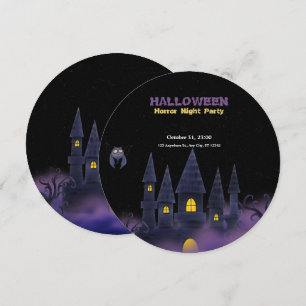 Paarse Zwart Speels Leuk Halloween ( sm. cirkel) Kaart