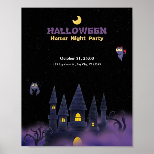 Paarse Zwart Speels Leuk Halloween welkom poster (Voorkant)