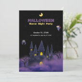 Paarse zwart speelse plezier halloween 5" x 7" kaart (Staand voorkant)
