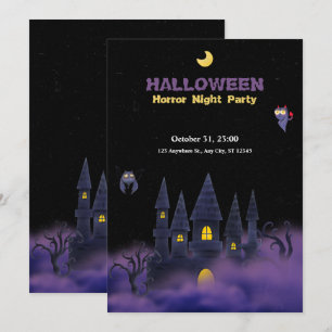 Paarse zwart speelse plezier halloween 5" x 7" kaart