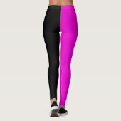 Paarse zwart tweekleurige halve kleur split leggings (Achterkant)