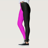 Paarse zwart tweekleurige halve kleur split leggings (Links)