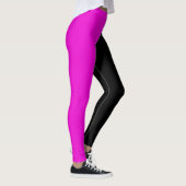 Paarse zwart tweekleurige halve kleur split leggings (Rechts)