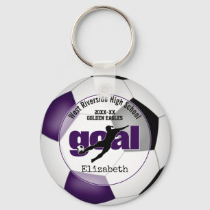 paarse zwart voetbal doel meisjes team spirit sleutelhanger