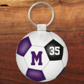 paarse zwart voetbal doel meisjes team spirit sleutelhanger (Achterkant)