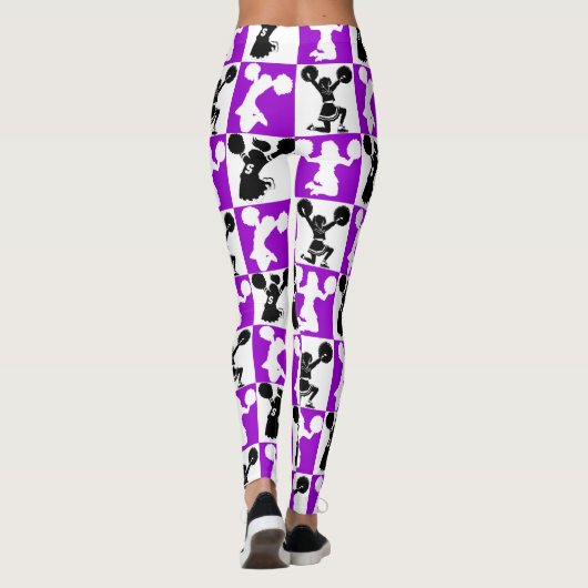 PAARSE, ZWART-WIT CHEERLEADERS LEGGINGS (Achterkant)