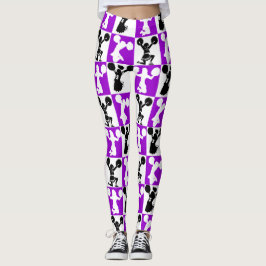 PAARSE, ZWART-WIT CHEERLEADERS LEGGINGS