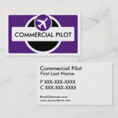 Paarse zwart wit custom pilot visitekaartjes (Voorkant / Achterkant)