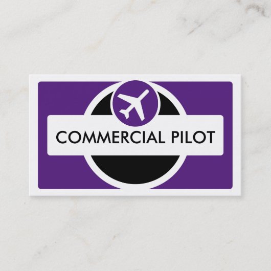 Paarse zwart wit custom pilot visitekaartjes (Voorkant)