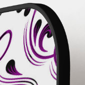 Paarse zwart-wit Damask Bloemen Pickleball Paddle (Links Detail)