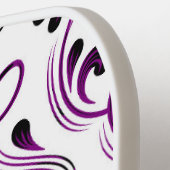 Paarse zwart-wit Damask Bloemen Pickleball Paddle (Links Detail)