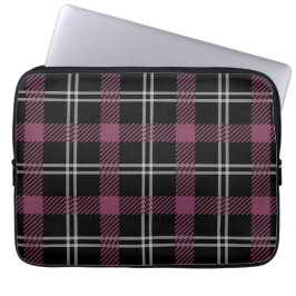 Paarse zwart wit geruite decorachtergrond laptop sleeve