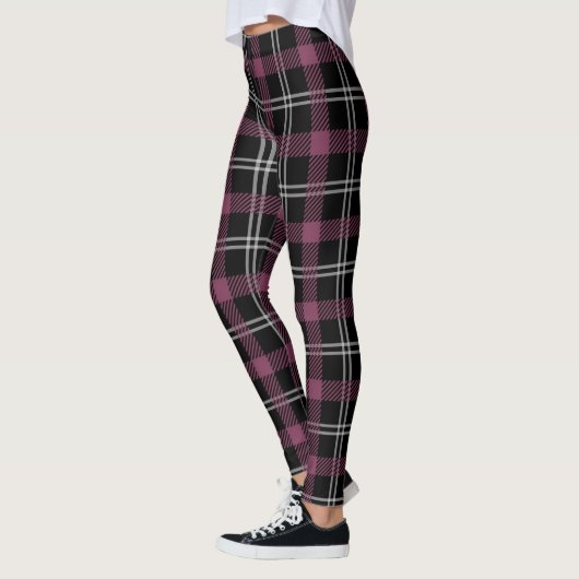 Paarse zwart wit geruite decorachtergrond leggings (Links)