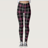 Paarse zwart wit geruite decorachtergrond leggings (Voorkant)