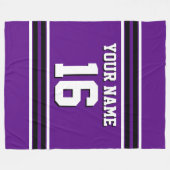 Paarse Zwart Wit Sport Jersey Team Jersey Fleece Deken (Voorkant (Horizontaal))