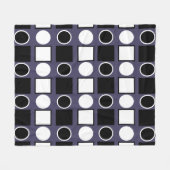 Paarse zwart wit vierkante cirkel geometrisch patr fleece deken (Voorkant (Horizontaal))