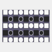 Paarse zwart wit vierkante cirkel geometrisch patr inpakpapier vel (Voorkant)