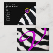 PAARSE ZWART-WITTE ZEBRA-MONOGRAM, Amethyst Visitekaartje (Voorkant / Achterkant)