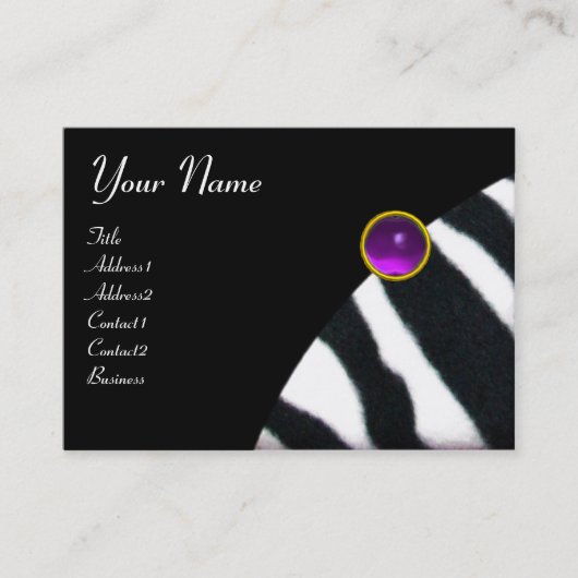 PAARSE ZWART-WITTE ZEBRA-MONOGRAM, Amethyst Visitekaartje (Voorkant)