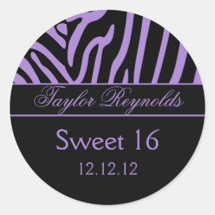 Paarse Zwart Zebra Sweet 16 Sticker