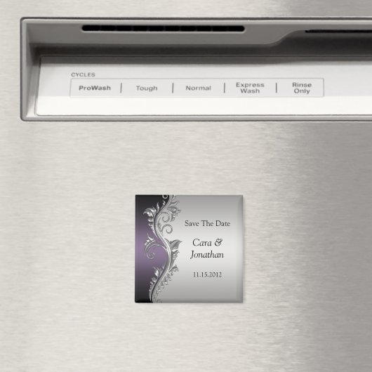 Paarse zwart zilver bewaar de datum Magneet (Insitu (Vaatwasser))