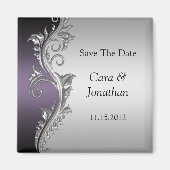 Paarse zwart zilver bewaar de datum Magneet (Voorkant)