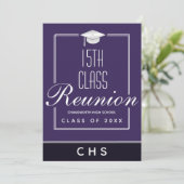 Paarse zwarte 15e klas reünie kaart (Staand voorkant)