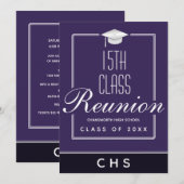 Paarse zwarte 15e klas reünie kaart (Voorkant / Achterkant)