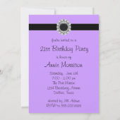 Paarse zwarte 21e verjaardagsfeestje kaart (Achterkant)