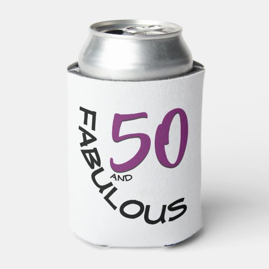 Paarse & Zwarte 50e Verjaardag Typografie Blikjeskoeler (Blikje Voorkant)