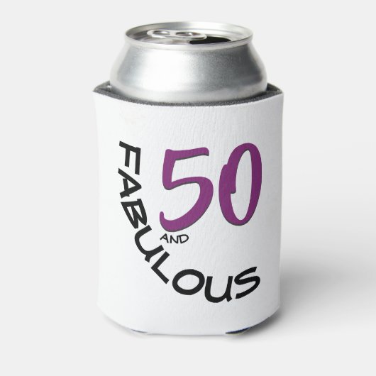 Paarse & Zwarte 50e Verjaardag Typografie Blikjeskoeler (Blikje Achterkant)