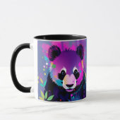 Paarse Zwarte Abstracte Panda Mok (Links)