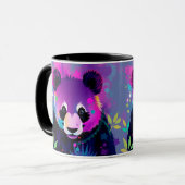 Paarse Zwarte Abstracte Panda Mok (Voorkant links)